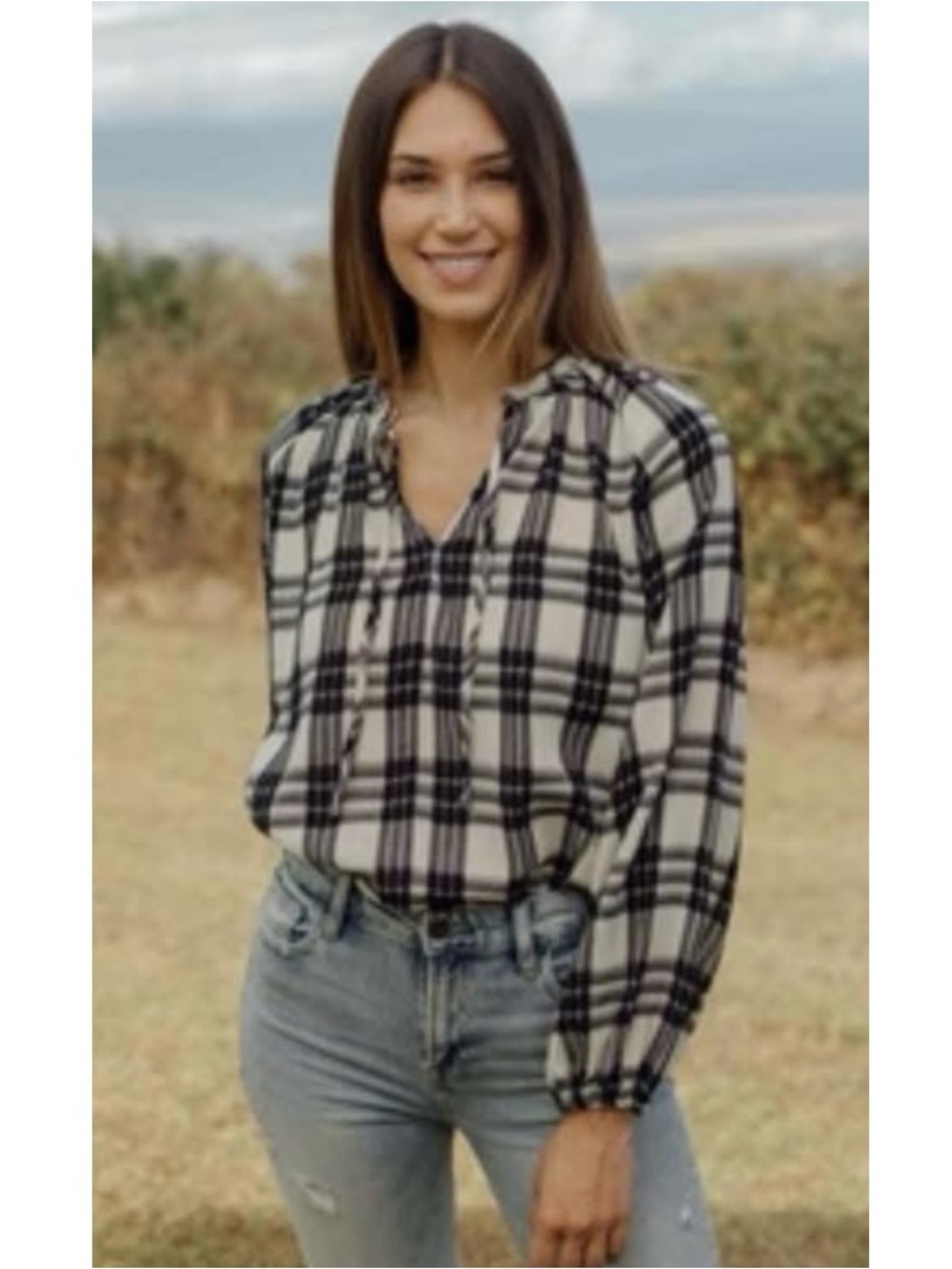 Neuflora Franklin Plaid Cotton Blouse Medium